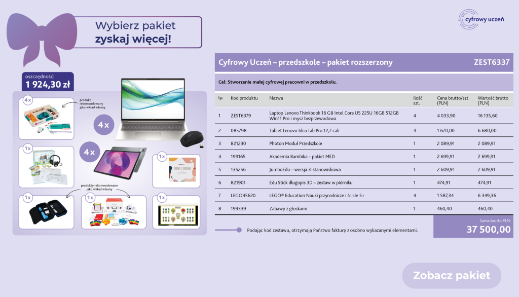 pakiet rozszerzeony dla przedszkola cyfrowy uczen