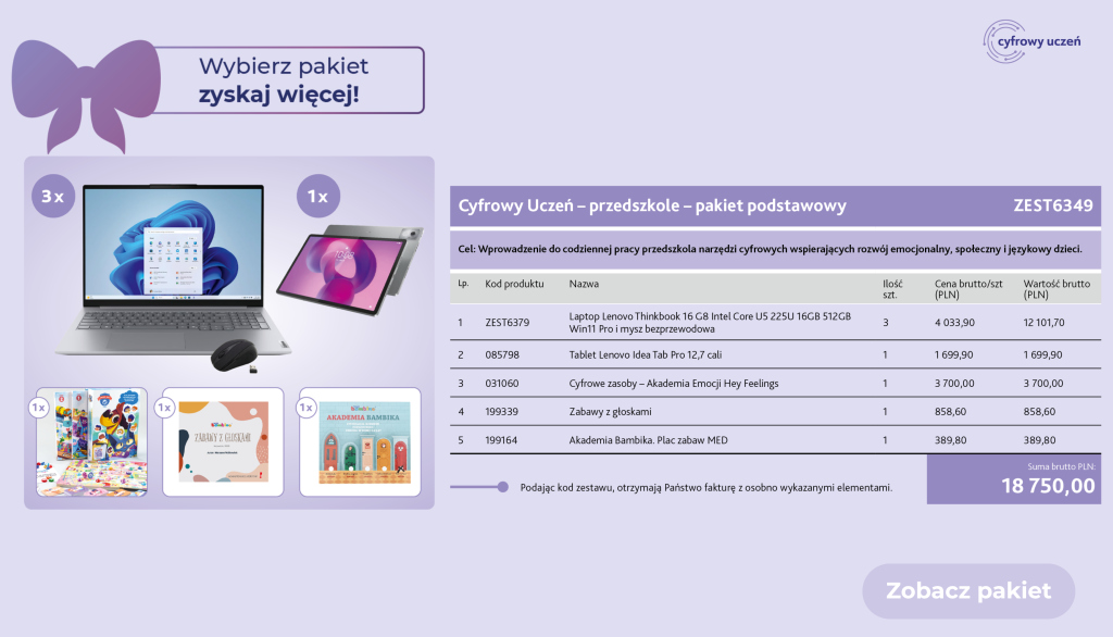 zestaw dla przedszkola program cyfrowy uczeń